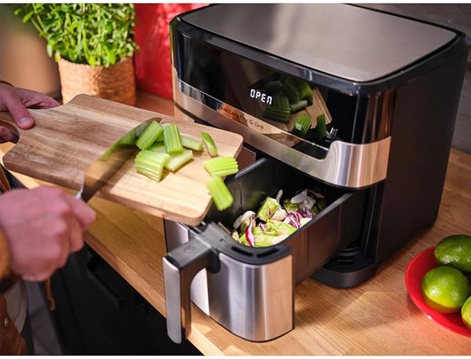 Freidora de aire doble Easy Fry & Grill, 8,3 L, acero inoxidable