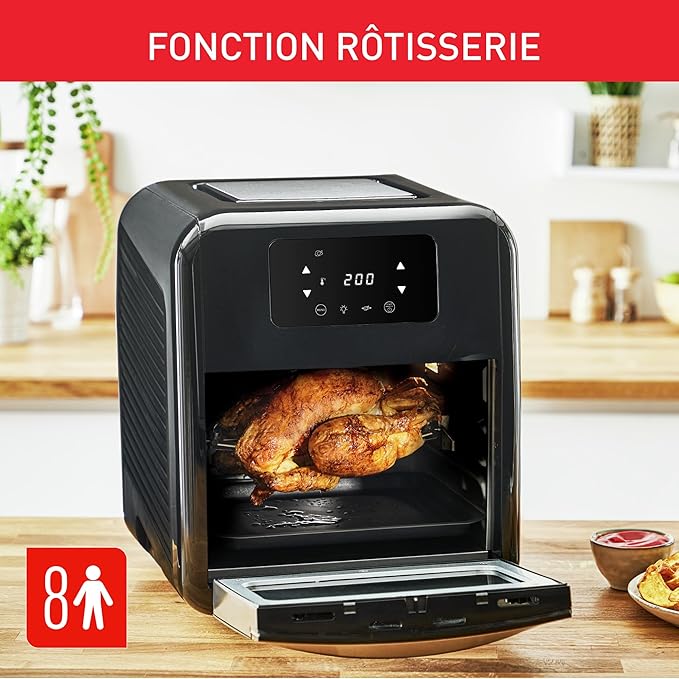 Freidora de aire, multicocina y horno Moulinex Easy Fry, 11 L, 8 programas, freidora sin aceite, 3 niveles de cocción, compacta, extra crujiente, negra, AL501810
