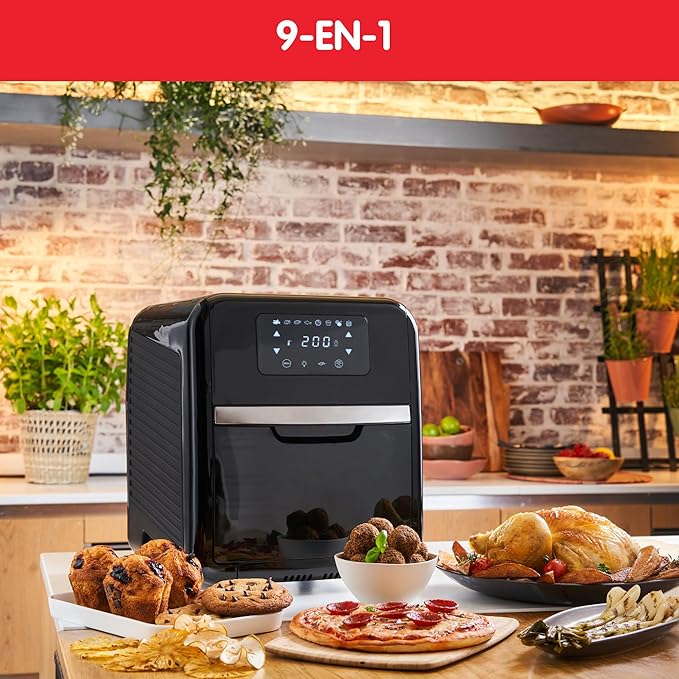 Freidora de aire, multicocina y horno Moulinex Easy Fry, 11 L, 8 programas, freidora sin aceite, 3 niveles de cocción, compacta, extra crujiente, negra, AL501810