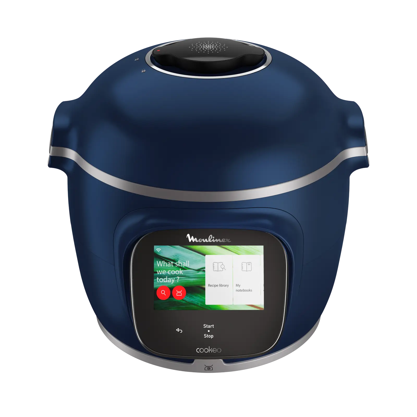 Cookeo MOULINEX CE943410, pantalla táctil azul, wifi pro con báscula integrada, capacidad de 6 litros, 13 modos de cocción, 250 recetas.