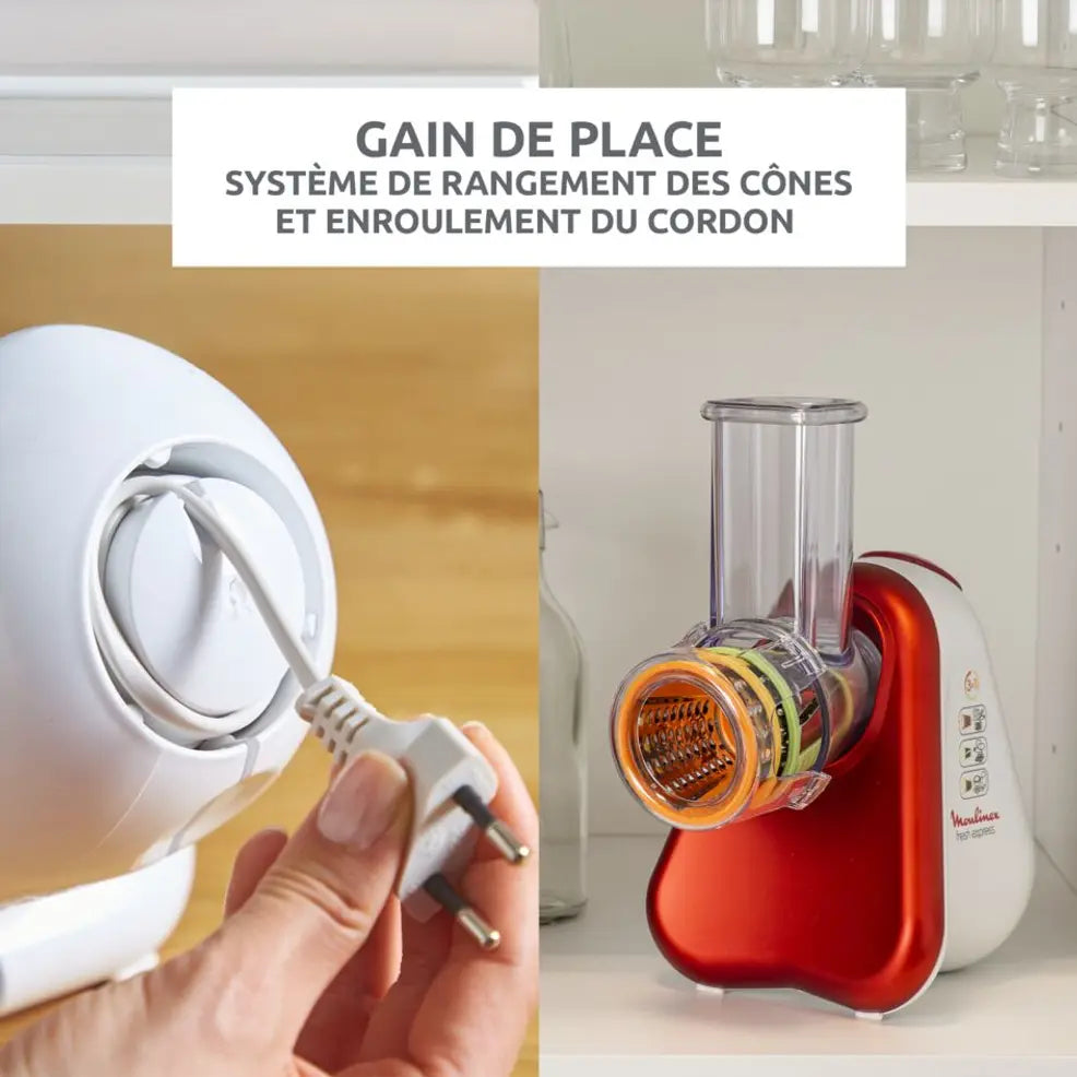 Cortador de verduras Fresh Express 3 en 1, 3 conos, blanco y rojo